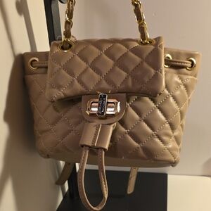 Badgley Mischka Gold and Tan Micro Mini Backpack with Chic Design